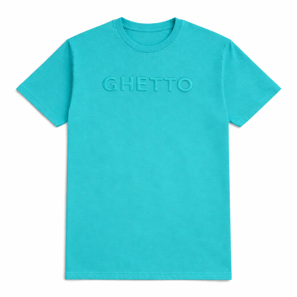 GHETTO Heavyweight Embroidered Tee – Electric Teal (Limited Release)