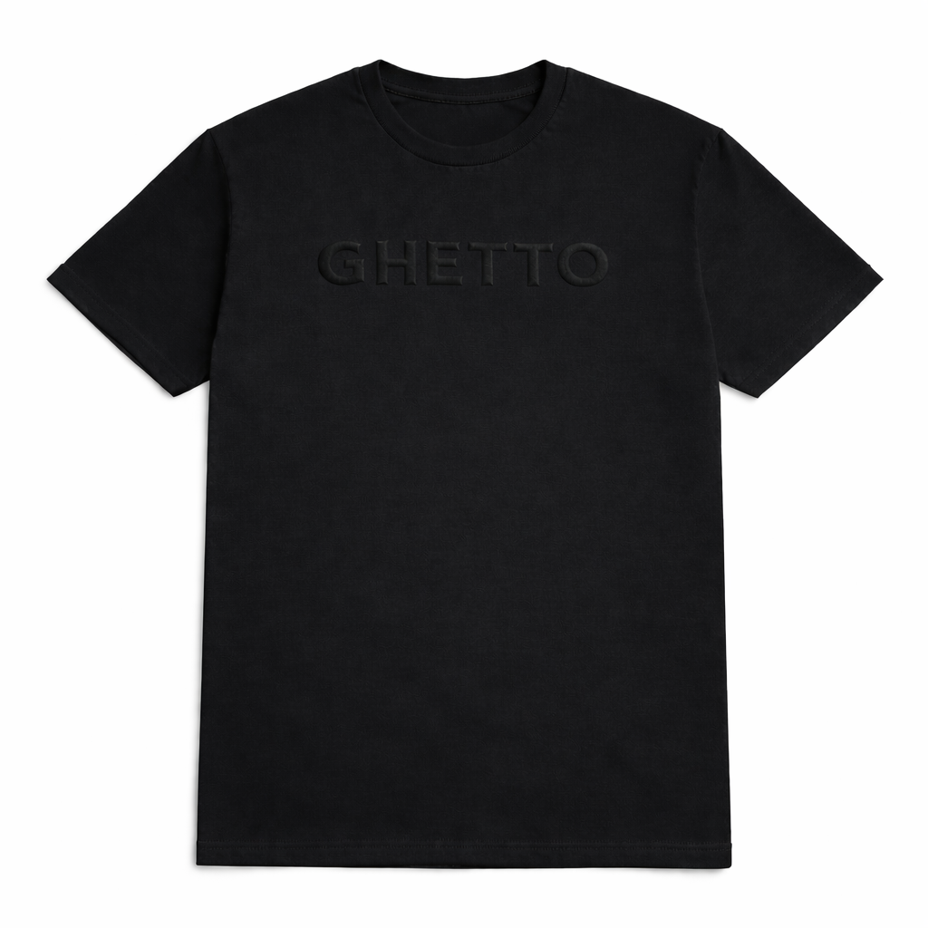 GHETTO Embroidered Heavyweight Tee – (Jet Black)