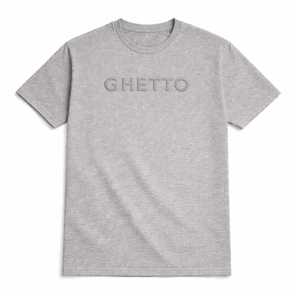 GHETTO Heavyweight Embroidered Tee – (Heather Gray)