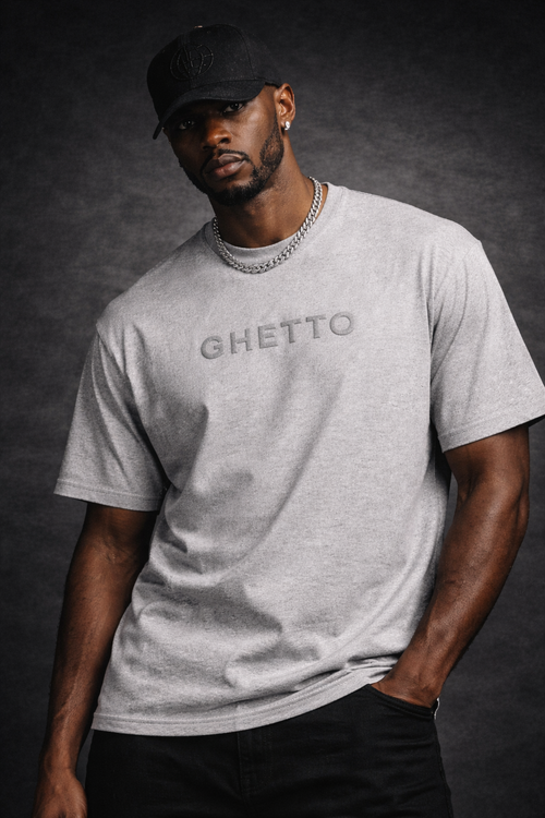 GHETTO Heavyweight Embroidered Tee – (Heather Gray)