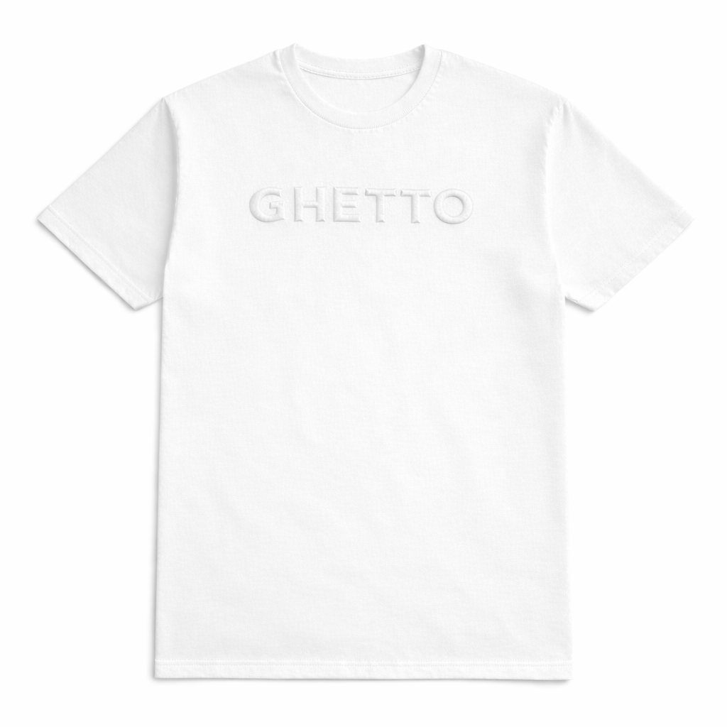 GHETTO Embroidered Heavyweight Tee – (White)