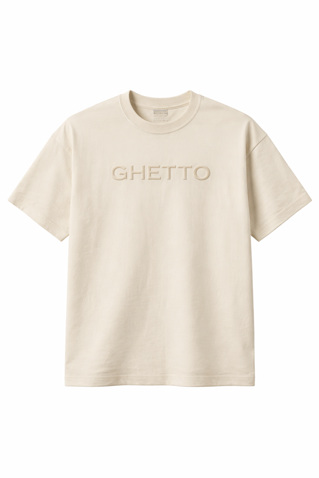 GHETTO Heavyweight Embroidered Tee – (Bone)